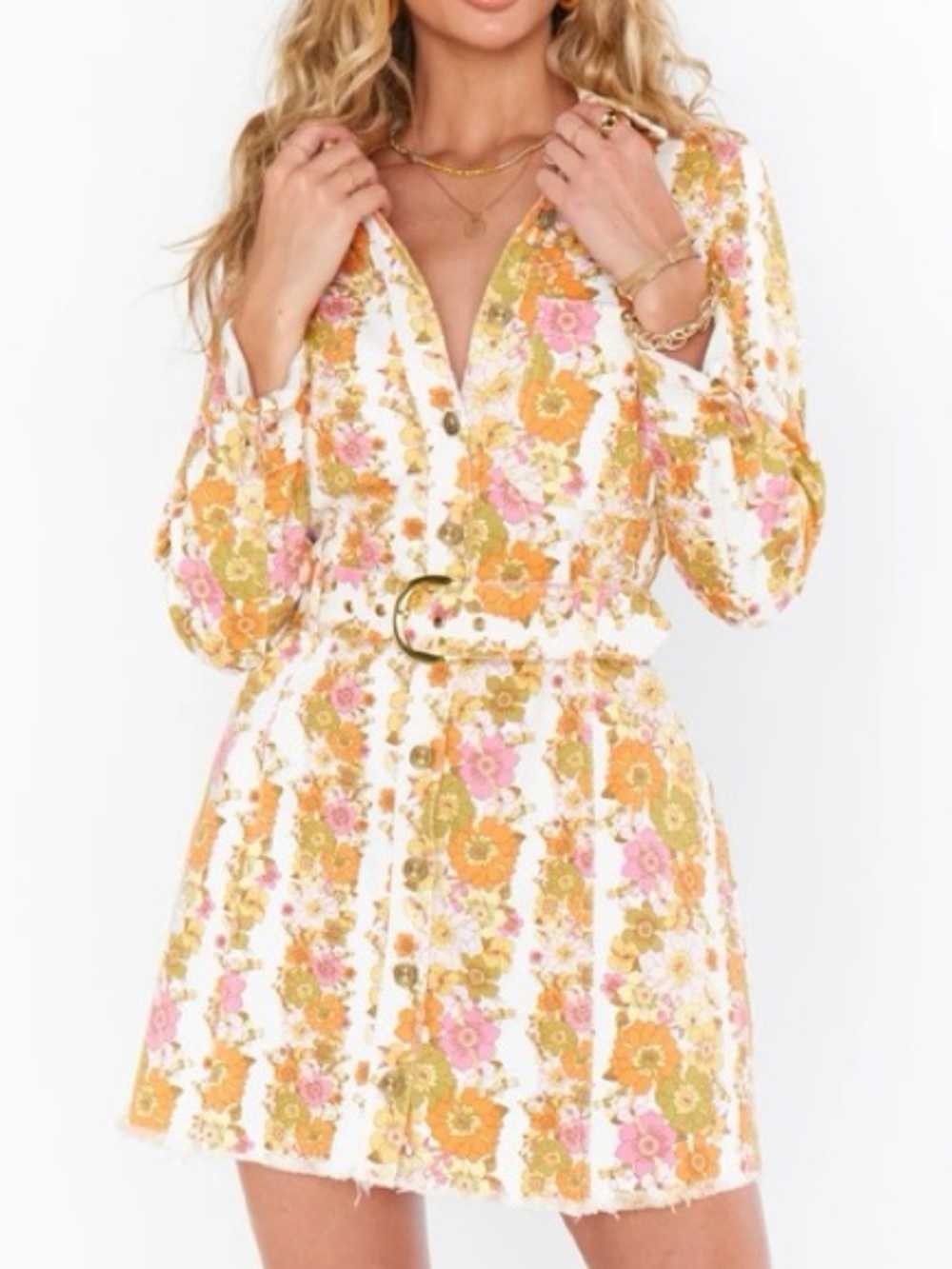 Show Me Your Mumu Durango Dress in Groovy Blooms Stripe